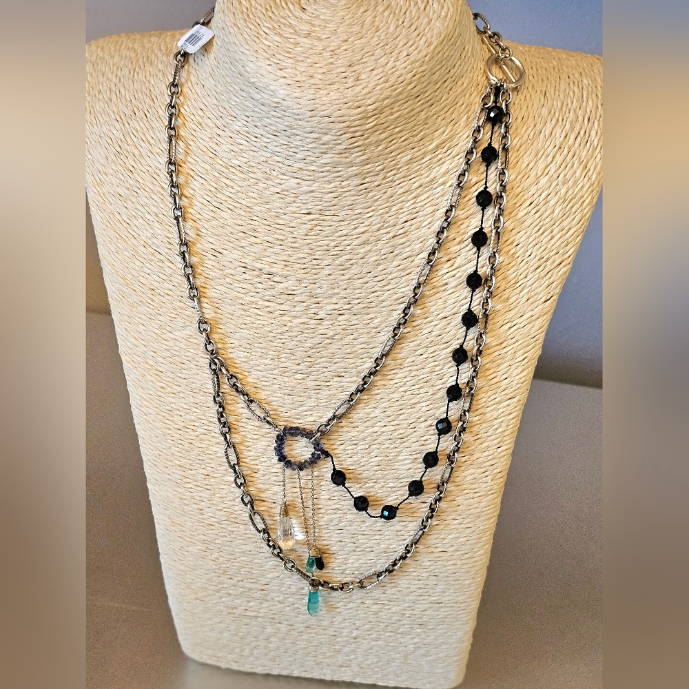 NKL Sterling Silver Triple Strand Necklace